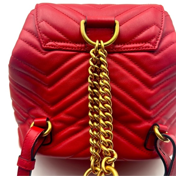 Gucci Marmont Red Leather Backpack - Picture 8 of 12
